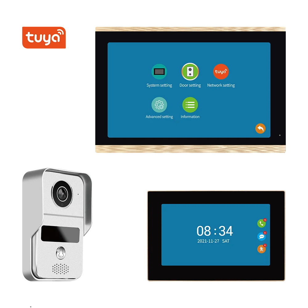 1080p wired wifi IP video door phone doorbell intercom system with 7'or10' touch screen unlock support Amazon echo google home