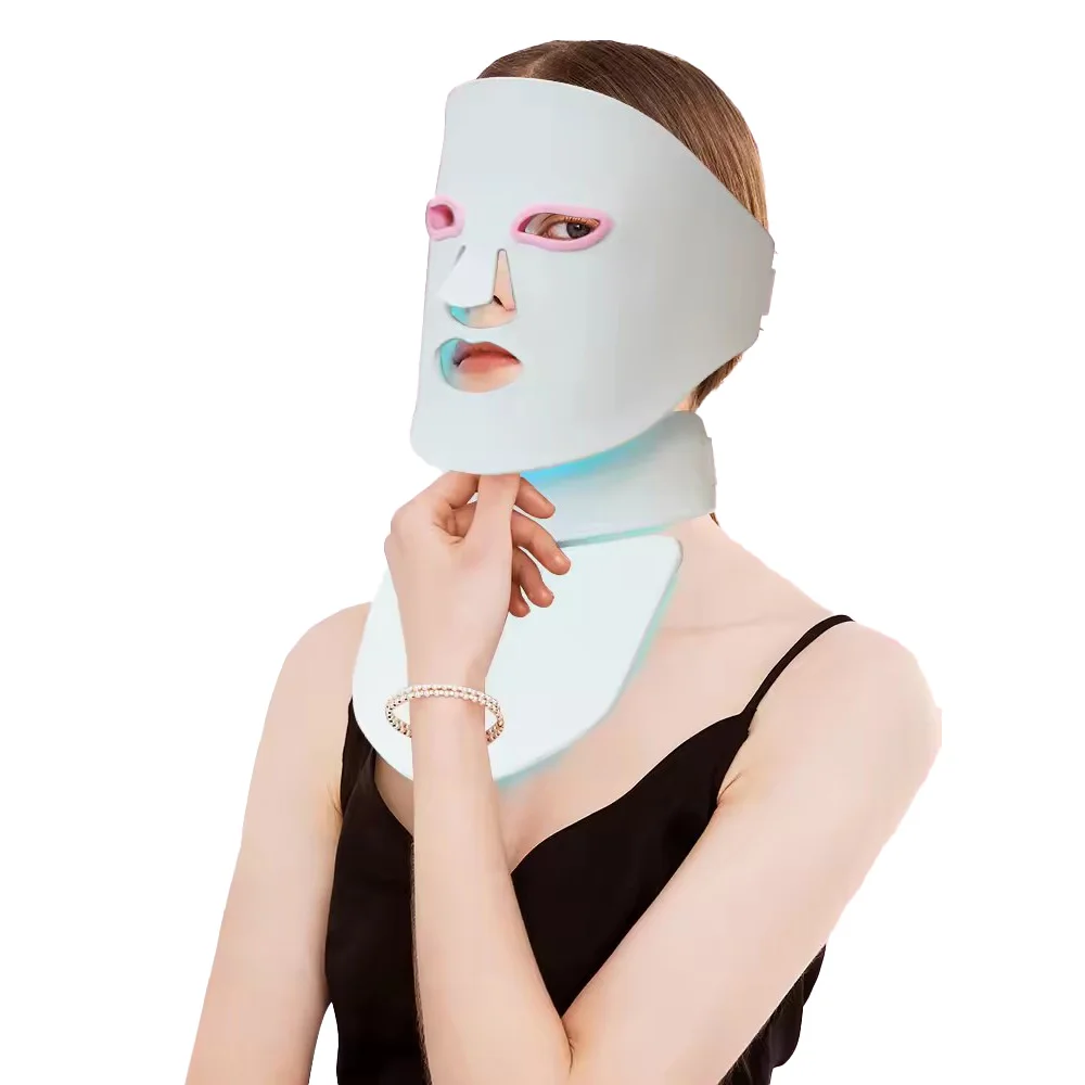 Home Use 7 Colors Silicone PDT Led Colorful Beauty Mask Red Light Therapy Led Facial Masks With Neck