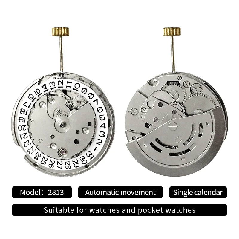 2813 Watch Movement 3 Hands Single Calendar Automatic Mechanical Movement