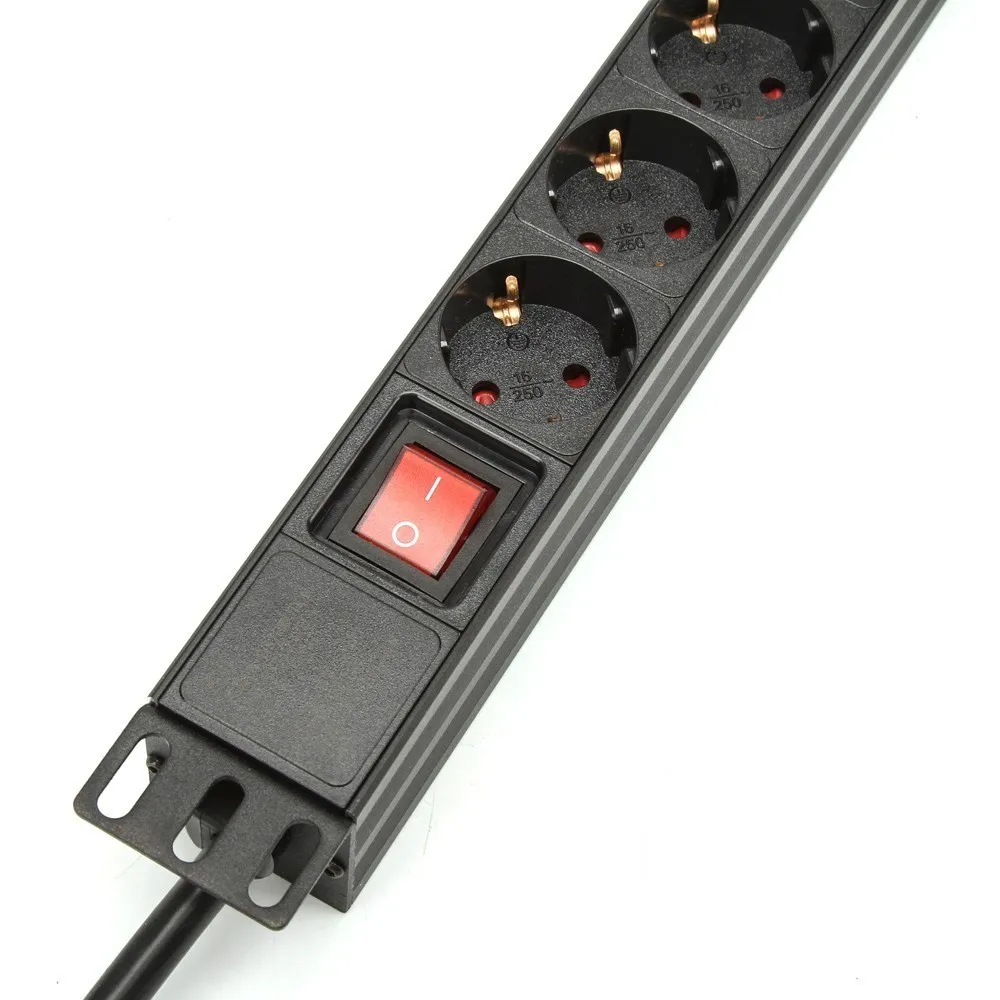 Высококачественный Черный алюминиевый сплав Германия 19 дюймов 6way 8 way PDU