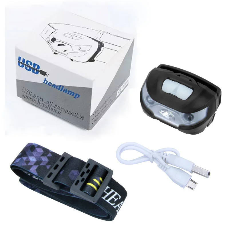 New Camping Fishing Hunting LED Headlamp  Rechargeable Waterproof USB Headlamp with Motion Sensor