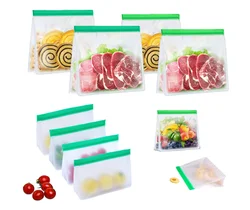 12 pack BPA FREE  Extra-Thick PEVA Eco friendly Zipper Leakproof Freezer Bag Washable Reusable Sandwich Snacks PEVA Storage Bags