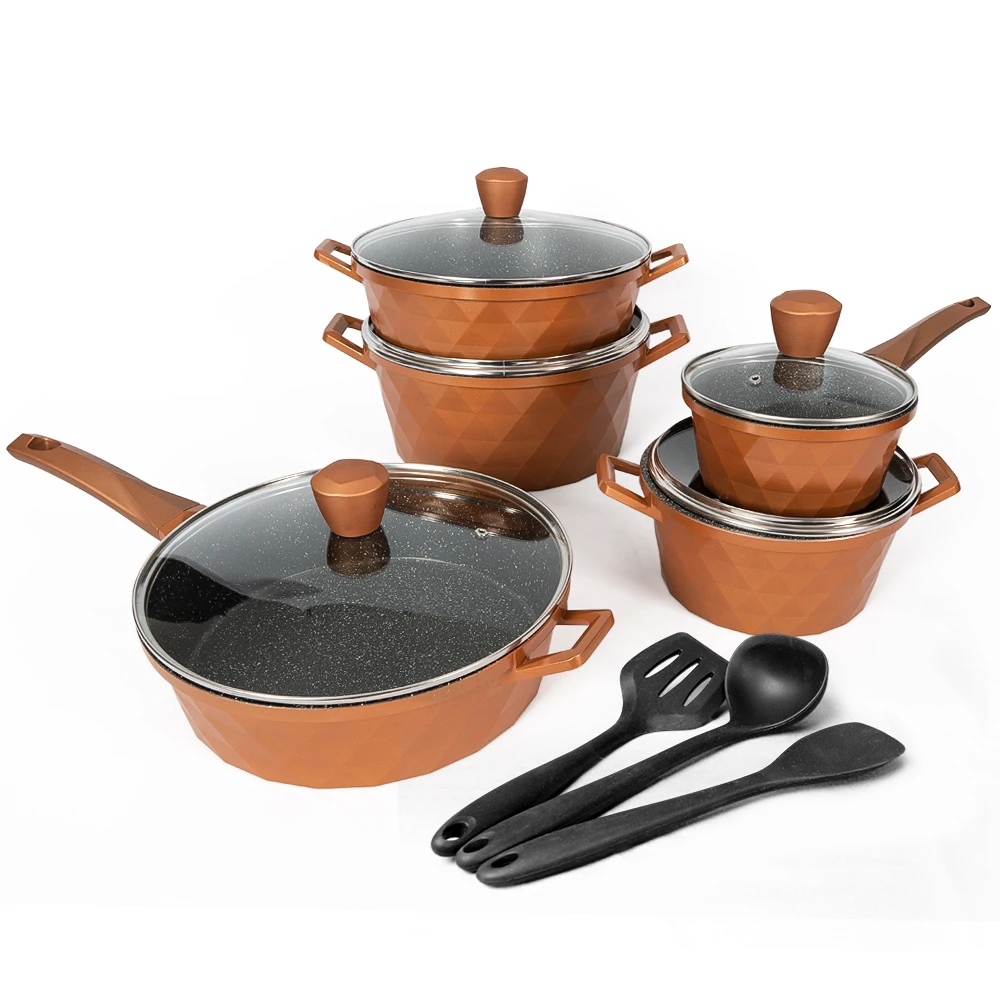 Copper Color High Quality Aluminum Cookware Sets kitchen ware