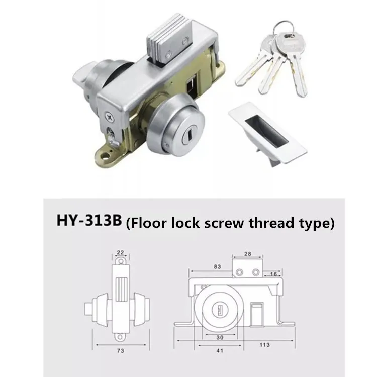KFC door lock universal type aluminum alloy profile door double-headed cylinder lock cylinder framed glass door accessories grou
