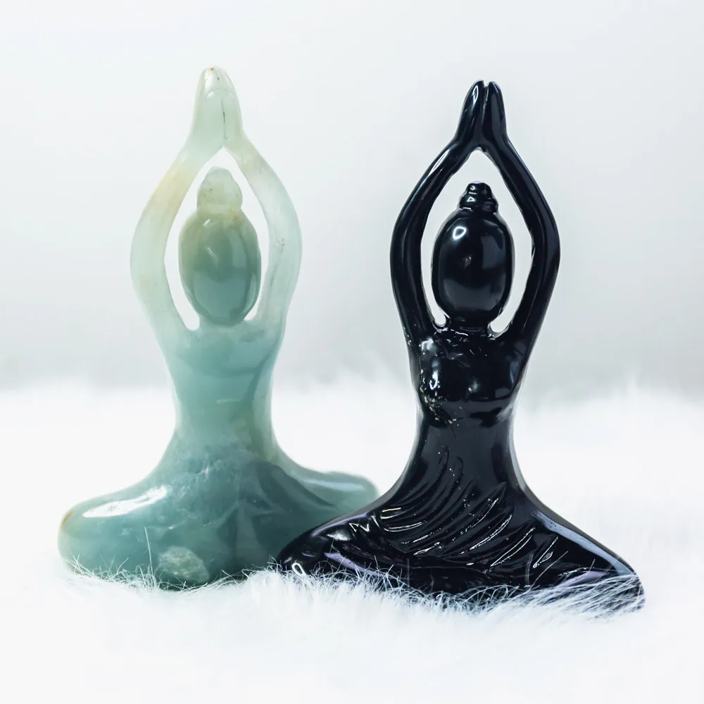 Wholesale high quality natural healing stones folk crafts hand carved quartz  yoga lady goddess statues  for home decoration