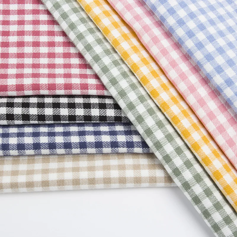 Check cotton stripe fabric yarn dyed cotton / polyester / cotton / TC / CVC plaid fabric for clothing surplus