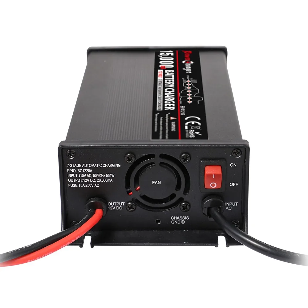 Smart  Lead Acid battery charger 12V 10A with Led indicator and cooling fan with repair battery vulcanization function