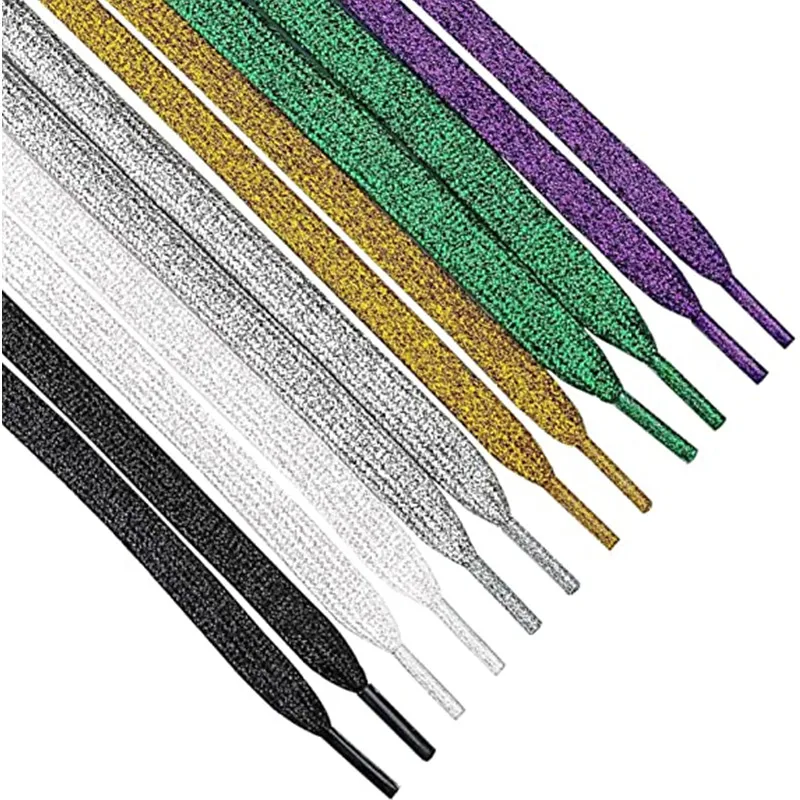 Yrunfeety Premium Shoelaces 80-160CM Flat Glitter Shoe Laces for Canvas Sneakers Athletic Shiny Shoelaces Flat Strings 20 Colors