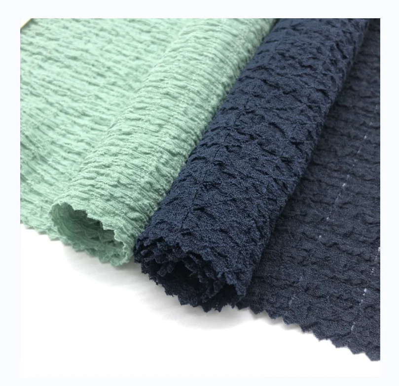 upf 50 Swim Fabric Crinkle Seersucker Spandex Polyester textured Swimwear Fabrics for Swim Bikini