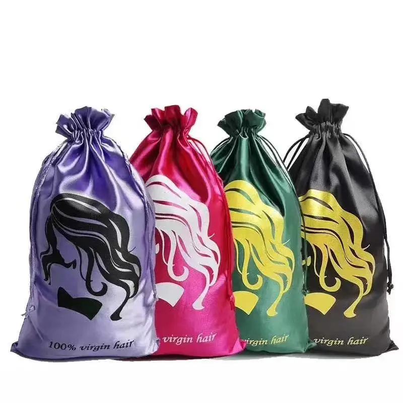 Пользовательские сумки для наращивания волос париков упаковка атласный