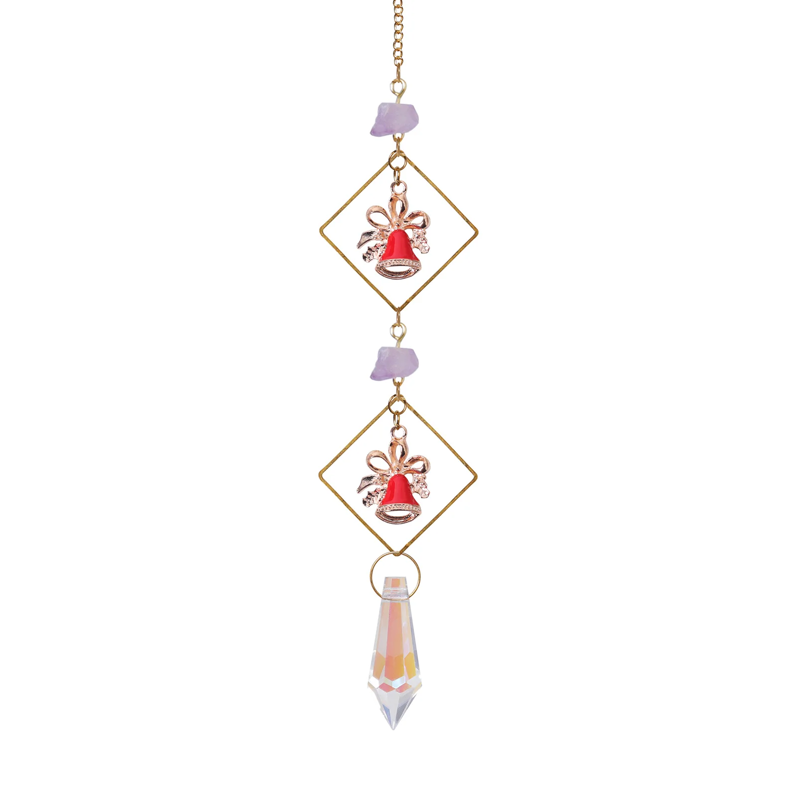 Little Red Christmas Bells  Hanging  Decorations Gift   Home Decors Crystal Suncatcher