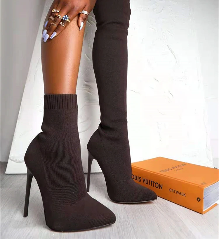 Knitted Sexy Stiletto Over-The-Knee Socks Women Winter Boots Women Thigh High Boots