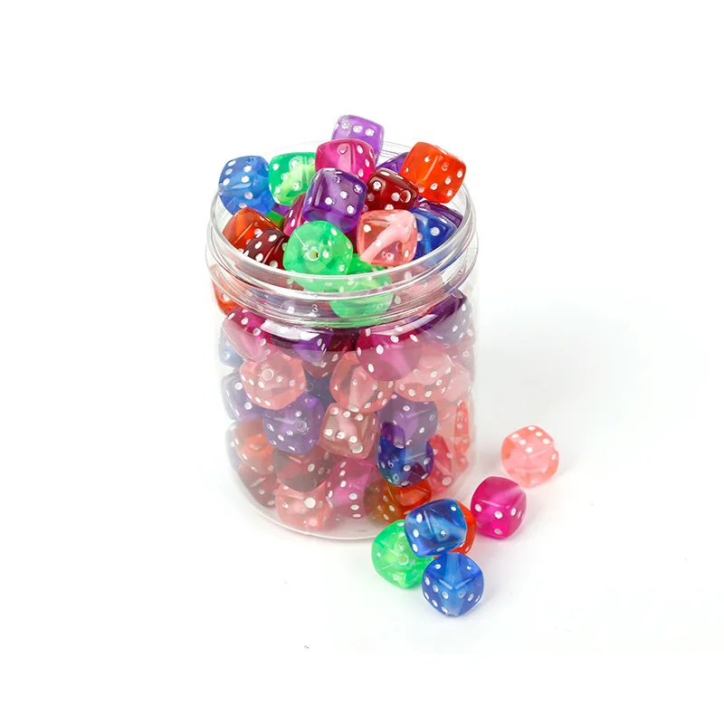 9MM Mixed Transparent Colorful Acrylic Dice Beads Game Tiny Dice Cube Beads For DIY Jewelry Making
