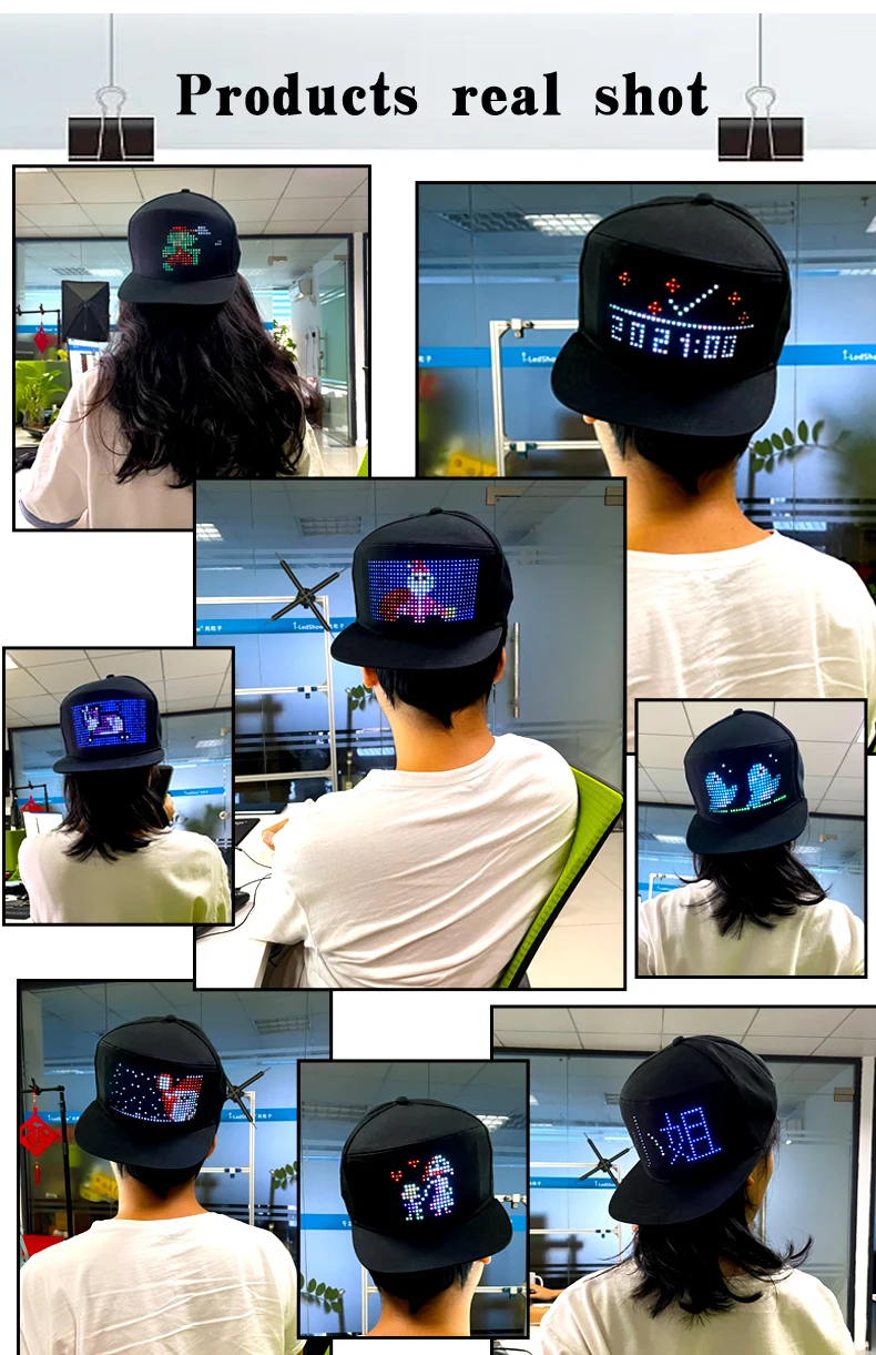RGB LED Flashing Light UP Hat Sports Travel Sun Protect Baseball Cap APP Controlled Message Display Luminous LED Hat Cap