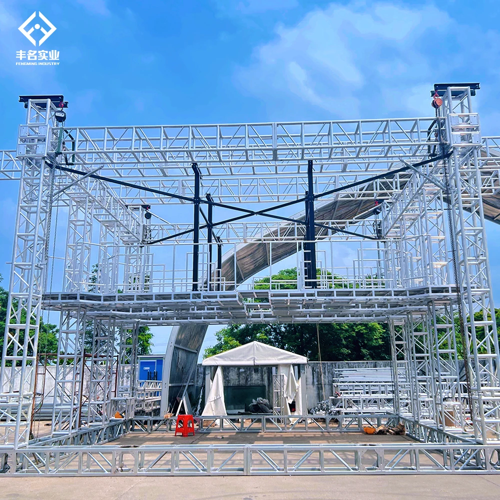 Aluminum outdoor screw bolt truss tower lift up system truss with hoist and base