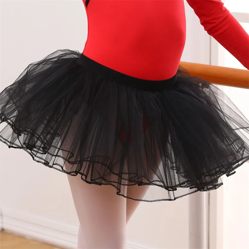 Hot Sale Pink Black White Blue Training Wear 4 Layers Kids Girls Children Dance Wear Tulle Skirts Ballet Tutu Skirts