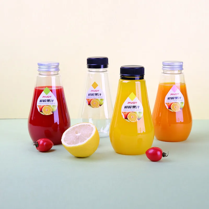 Creative Transparent Food Grade Juice Plastic Bottle Disposable Beverage Plastic Packaging Bottles with Cover YGJ-139