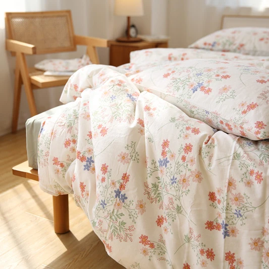 100% Cotton Bed Sheet Set Customized Designs Cotton Bedding Sets