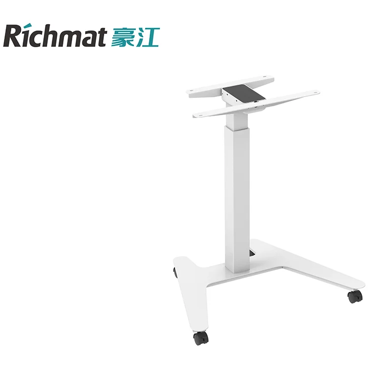 Office height adjustable laptop table with wheels bed side standing computer uplift laptop mobile desk frame