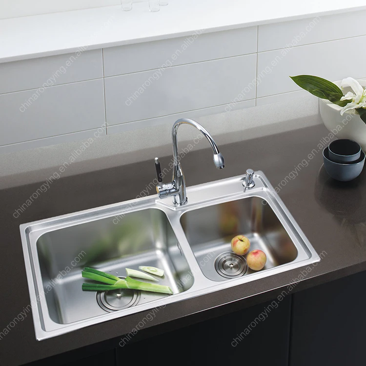 modern kitchen designs stainless steel 304 double bowl apartment size kitchen sinks