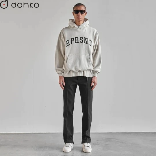 custom embroidery and printing logo for boxy fit hoodie 360 GSM 380 GSM stringless hoodies