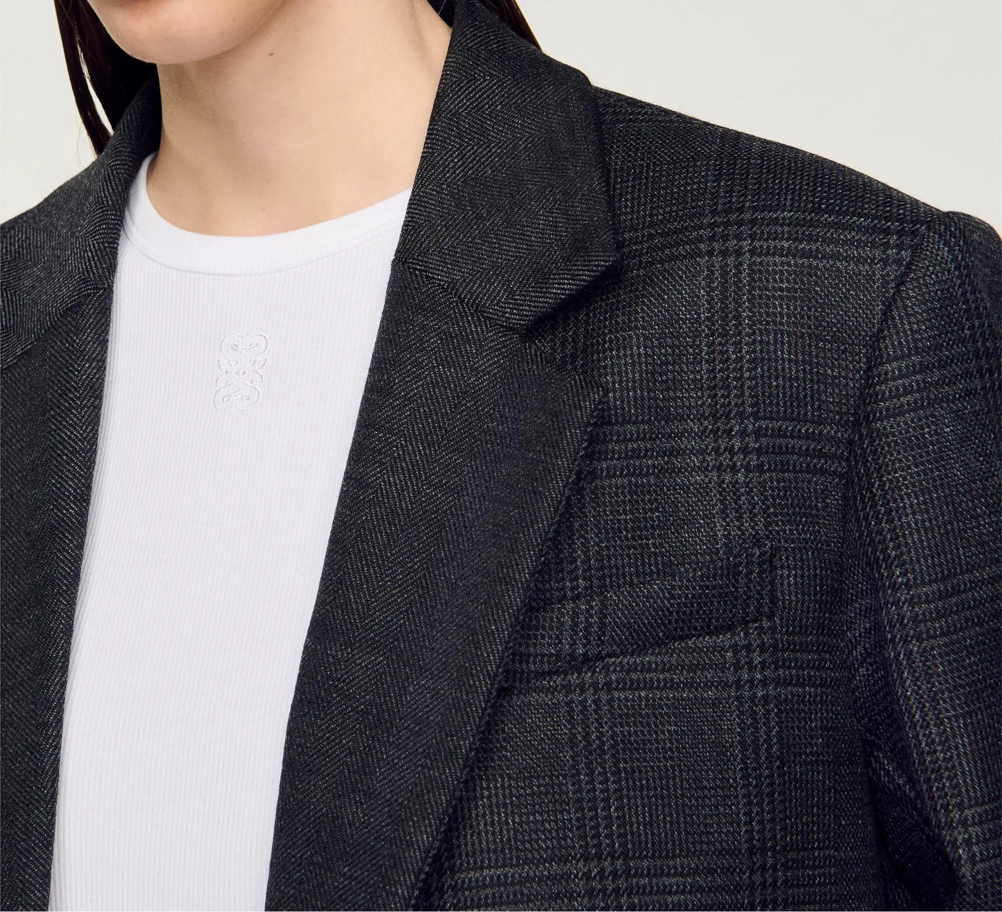 Custom Autumn Winter Design Wool Checked Suit Jacket Women Blazers Formal Warm Woolen Suit Jacket