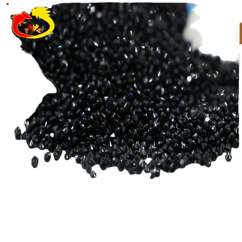 YUZUAN GEMS Wholesale prices deep black yellow ruby blue sapphire corundum round shaped diamond cut rough natural sapphire