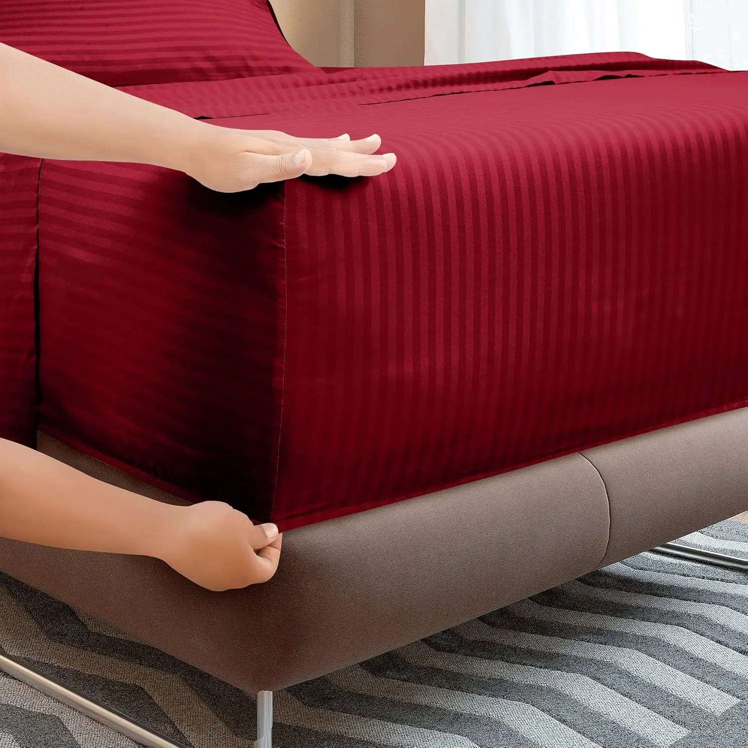 3CM Striped Bedsheet Sets Sabanas Sheets Microfiber Bed Sheet 4 piece Hotel 4 Pcs Bed Sheet Sets