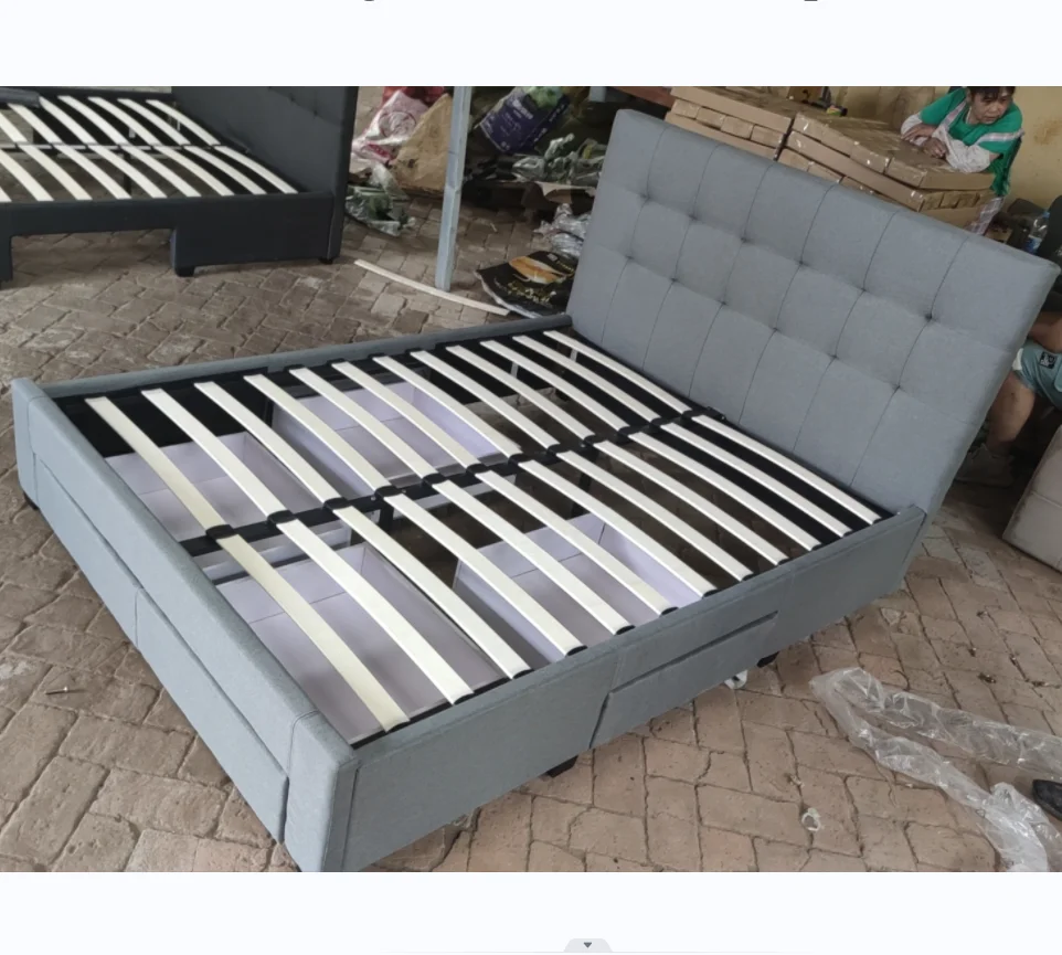 Professional Factory Direct Hot Selling Double King Size PU Leather LED Drawer Bed With Storage 4 Drawers Bed