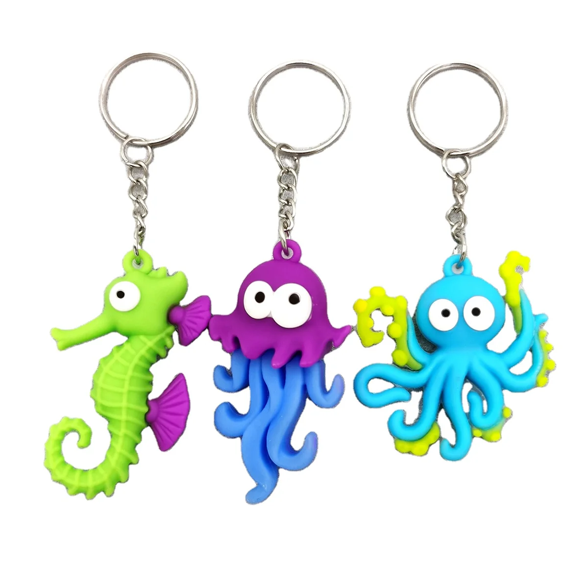 A1513 Cute simulation of marine animals squid keychain bag small charm accessories student schoolbag charm