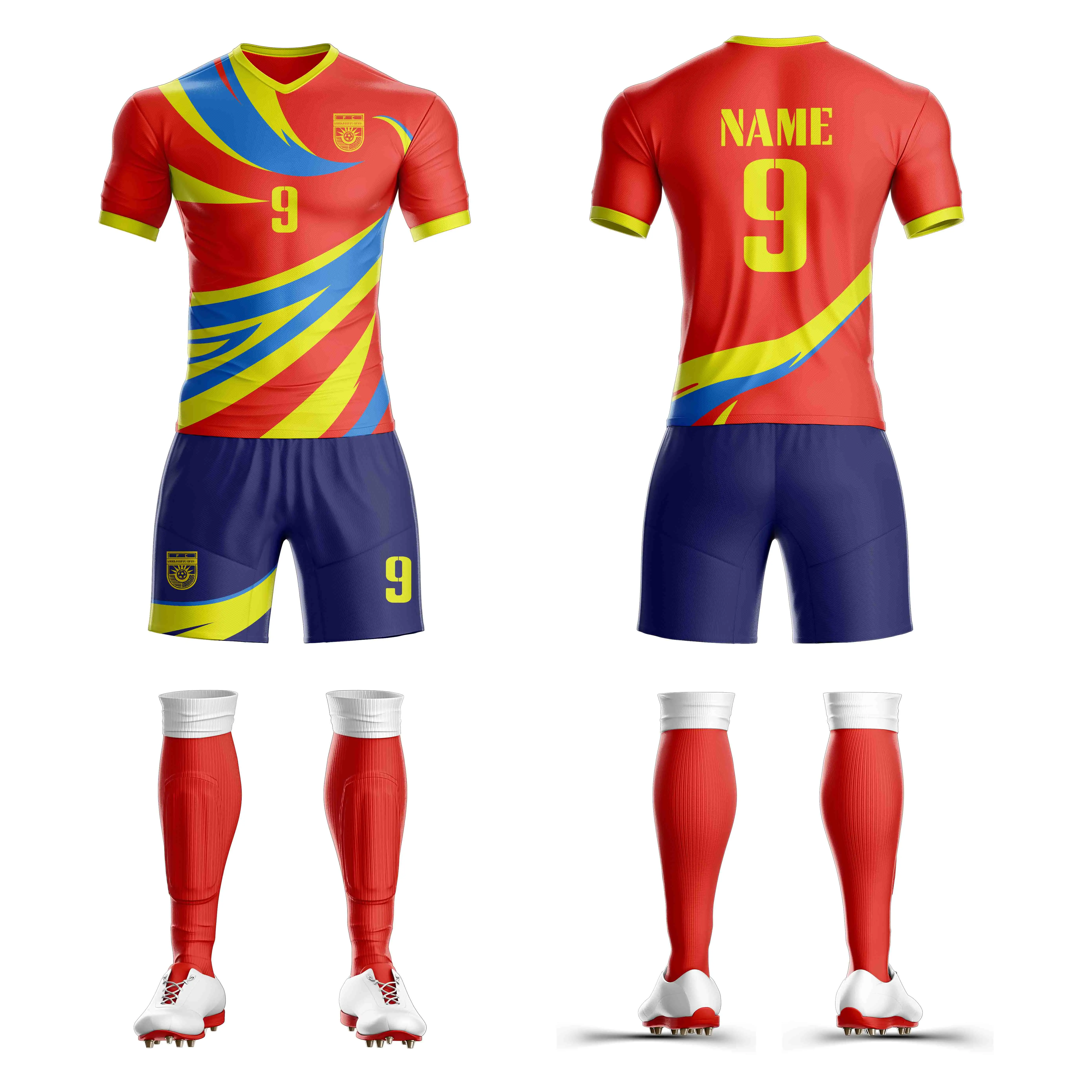 Custom Design Football Uniforms Sublimation Football Jersey & Shorts Sports Men Soccer  Wear