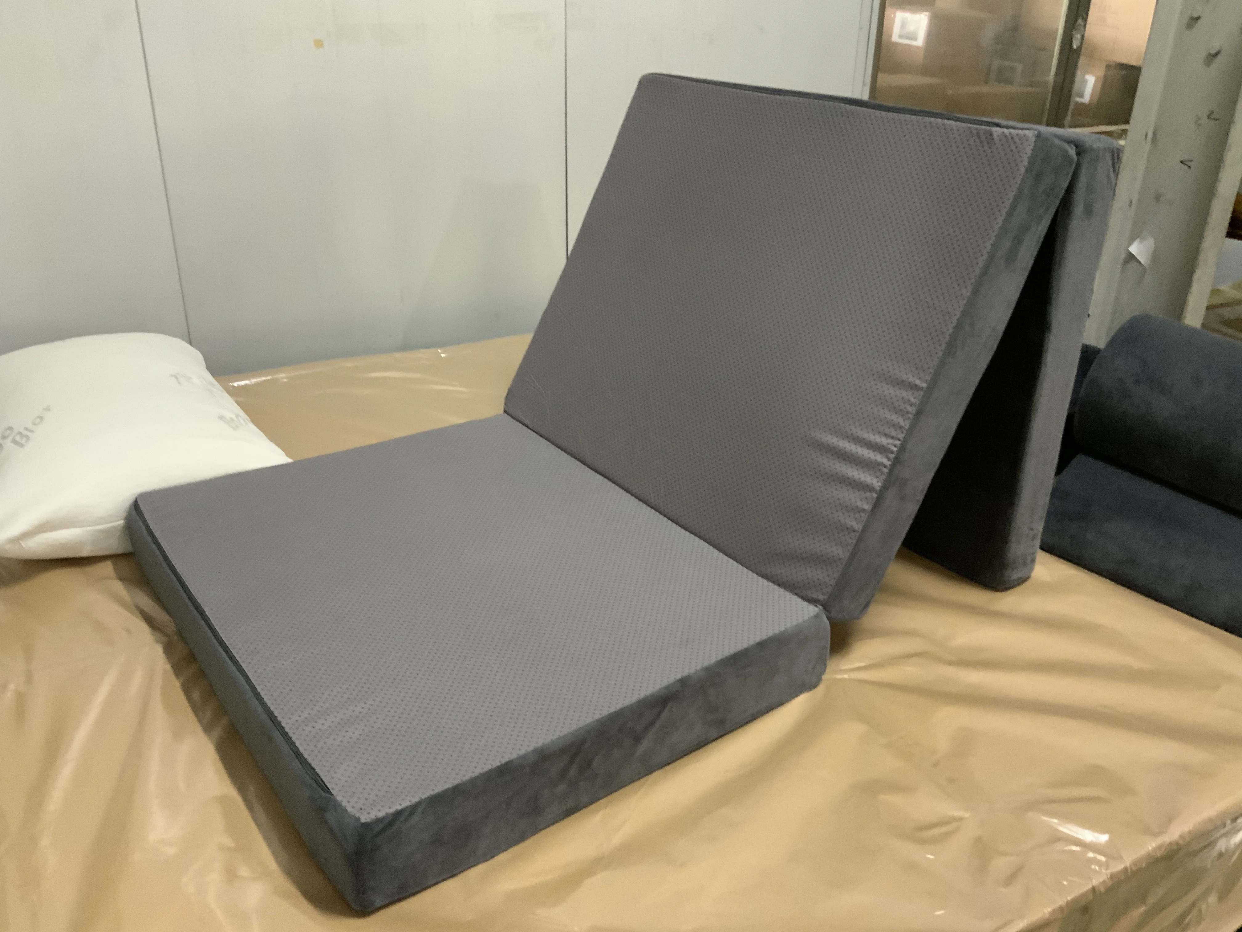 Tri-fold Fabric Sofa Lounge Chair Portable Kid Play Sponge Foam Mattress for Bedroom or Hospital Use