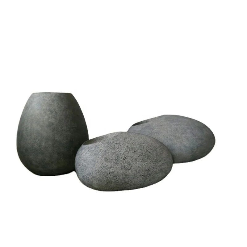 High quality fiberglass flower planter pot mold, decorative large dark grey color stone flower vase