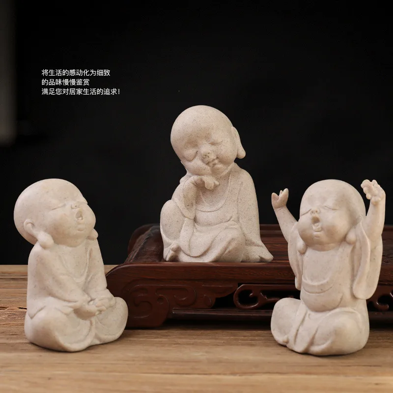 Home Garden Decoration Natural Stone Resin Small Buddha Zen Garden Kit Buddha Statue Home Decor