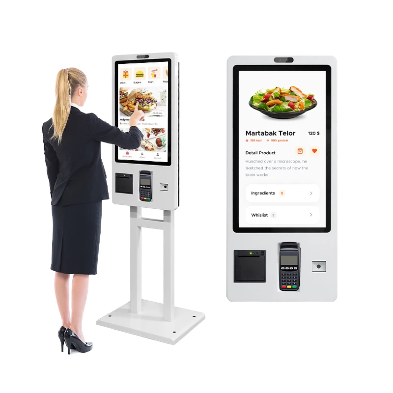 self ordering kiosk restaurant payment machine 24 27 32 inch POS thermal printer fast food order kiosk
