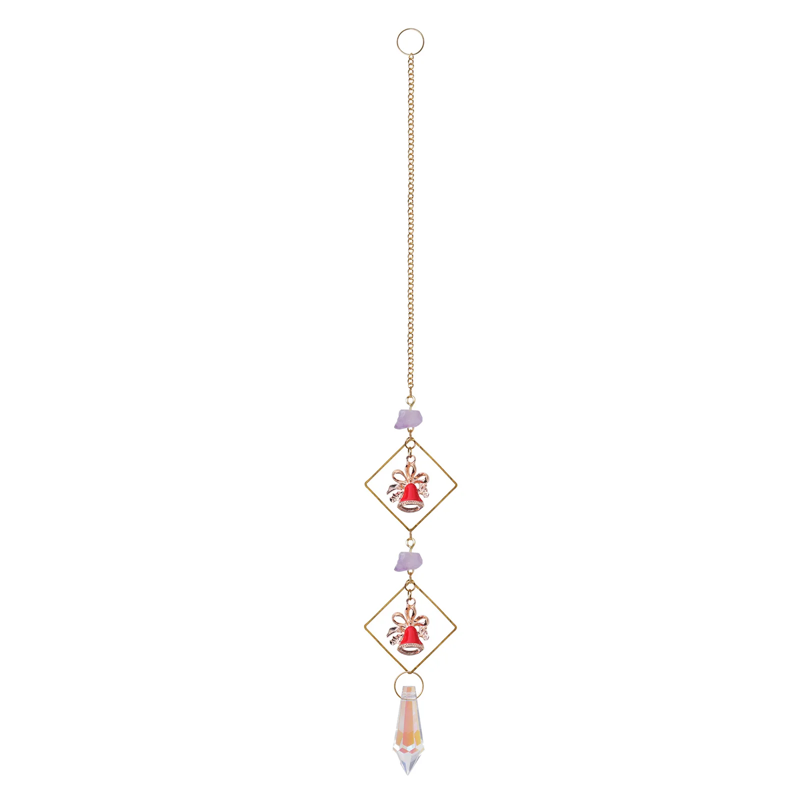 Little Red Christmas Bells  Hanging  Decorations Gift   Home Decors Crystal Suncatcher