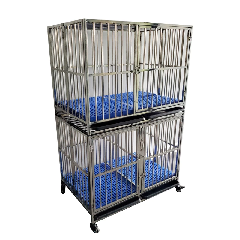 Large Stainless Steel Wooden Dog House Pet Transport Kennel Breathable Metal Mesh Dog Cage