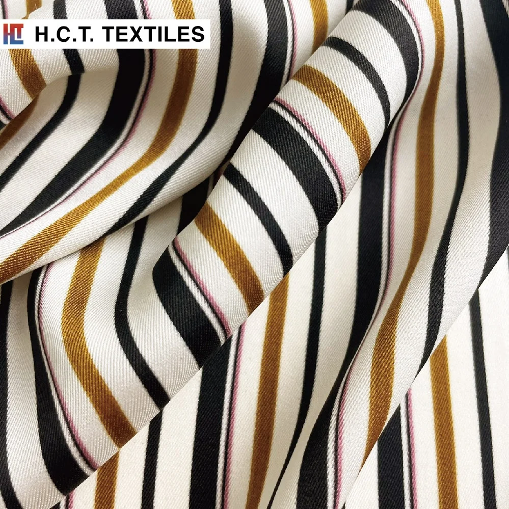 Мягкая и гладкая ткань с принтом в полоску 95 г полиэстер 100% драпировочная диагональным переплетением для платья-Блузки