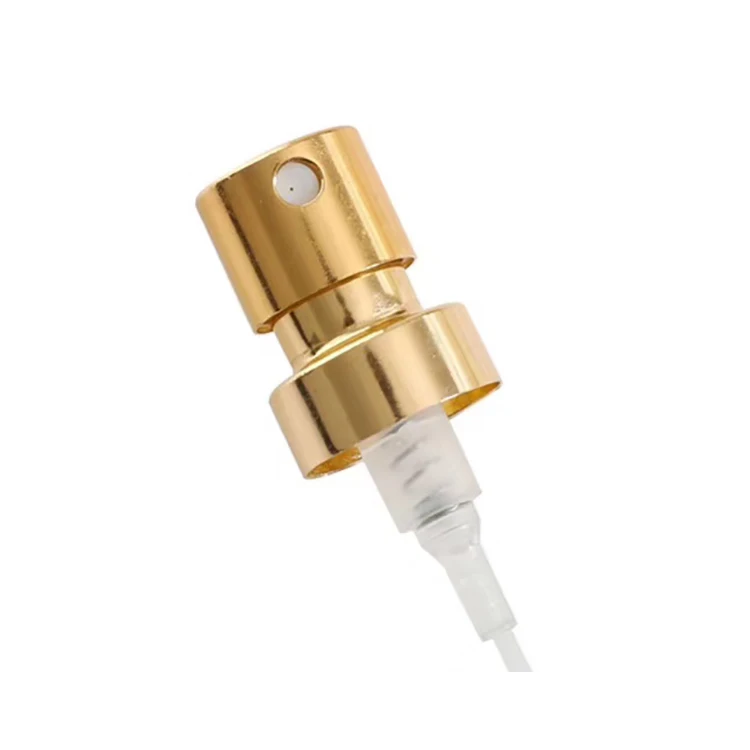 Chinese gold aluminum body spray perfume fine mist sprayer/ collar/ cap accessories for cosmetic packaging