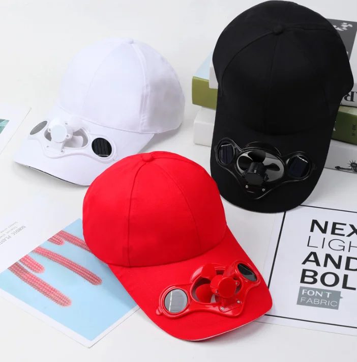 6 Panel Custom Logo Blank Sports Hat Summer New Trucker Solar Sun Hat Baseball Cap With Fan