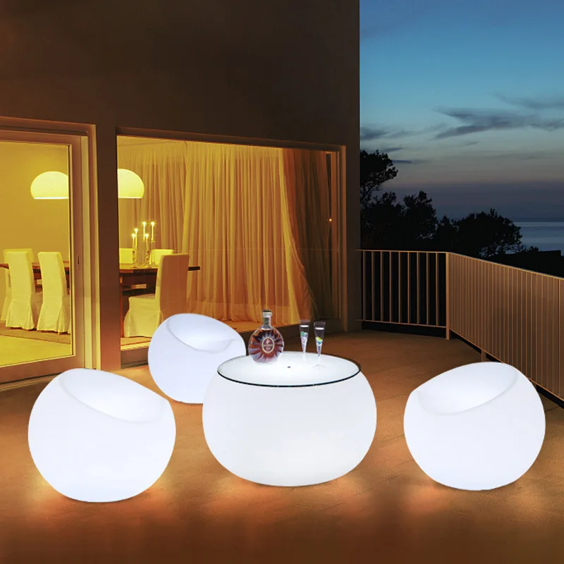 Patio Furniture/ Led Cube table/Led Outdoor Rechargeable Modern Cube Waterproof Led Furniture Garden Sets Table Chair