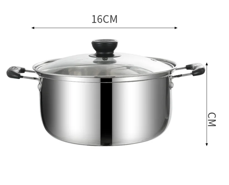 XINCHU High quality 16cm Stainless Steel Milk Pot 304 Steel Sauce Pot With Cover For Cooking Sheep Mi Wth Insulated Heat Handle