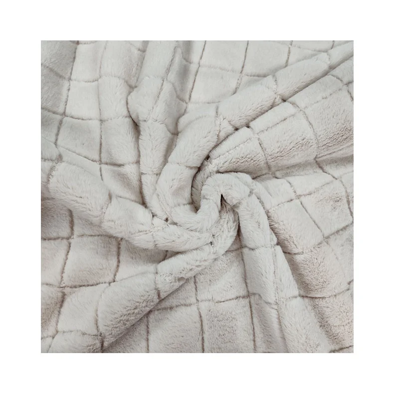 Customized Long Pile Faux Fur Spray Printing Plaid Cony Hair Fabric Suitable For Blanket