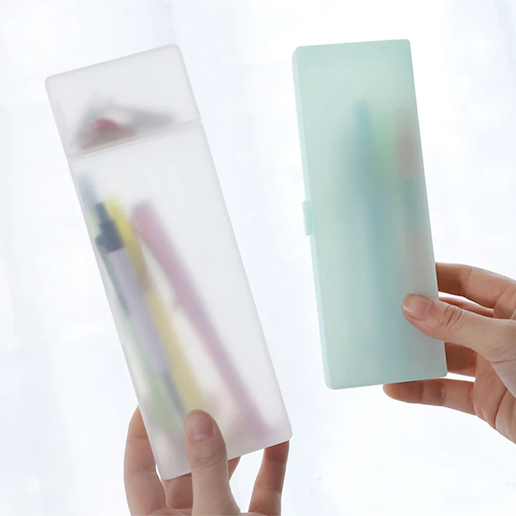 Multifunctional plastic frosted storage box translucent pencil case customized logo plastic pencil case