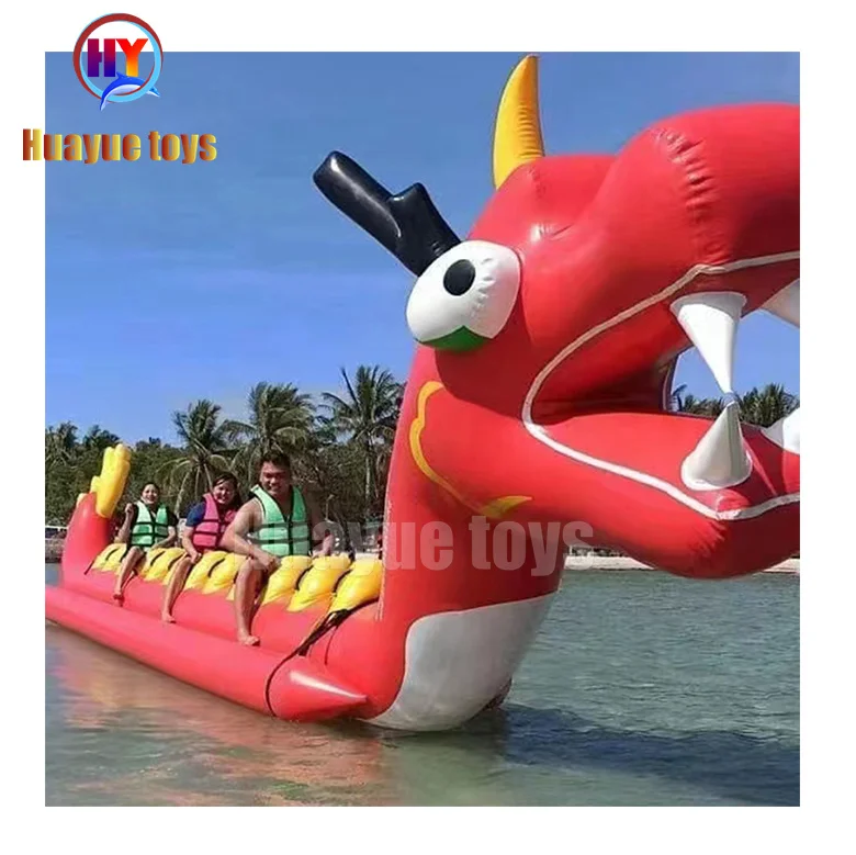 Hot sale Entertainments Ocean Rider Inflatable banana boat fly fish inflatable towable boat toy red dragon