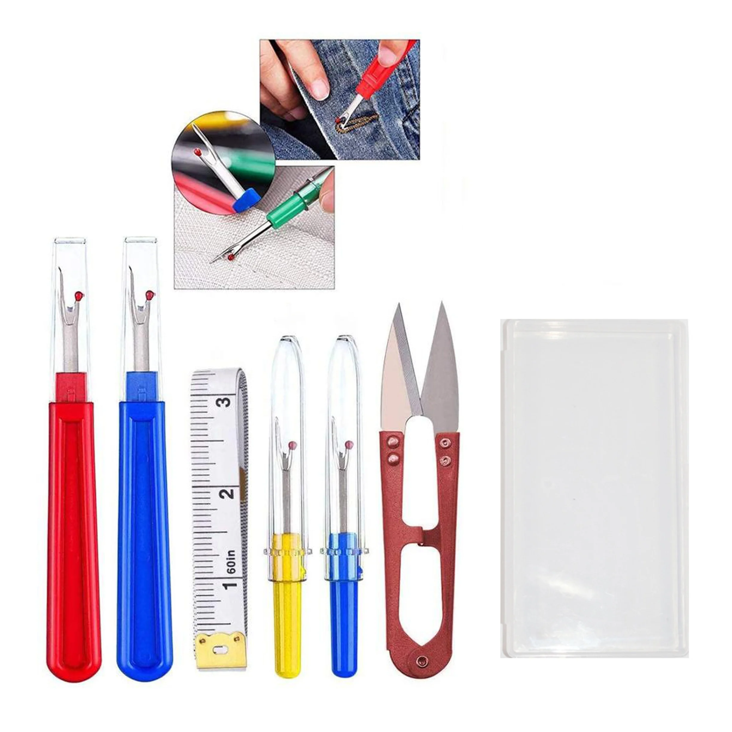 
Fabric Sewing Kit Seam Ripper Tool U-shaped Yarn Scissors for Sewing DIY Hand Tool 7-piece Set and Sewing Embroidery Supplies 