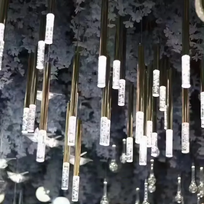 The New 10 Luminous Acrylic Chandelier Wedding Hall Is Decorated With Wedding Props Decorative Lamps And Glass Column Lamps