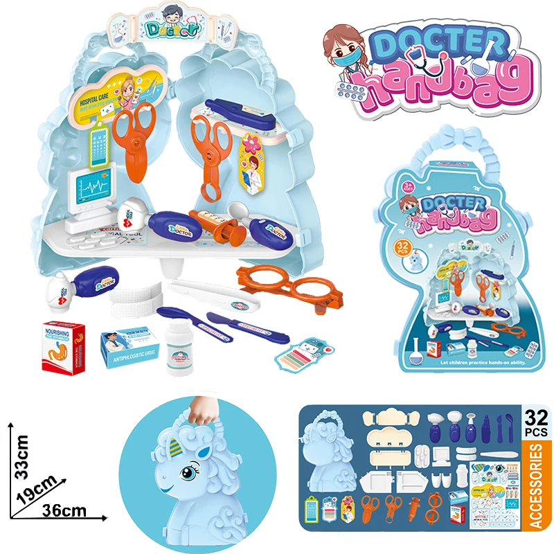 Hot Sales 2-in-1 Pretend play Toy Cute Horse Burger Kitchen Tools  Set Girls Kids Toys