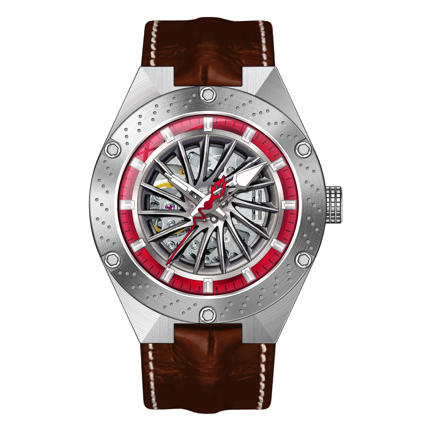 Racing watch custom your logo 316L stainless steel skeleton automatic mechanical watches