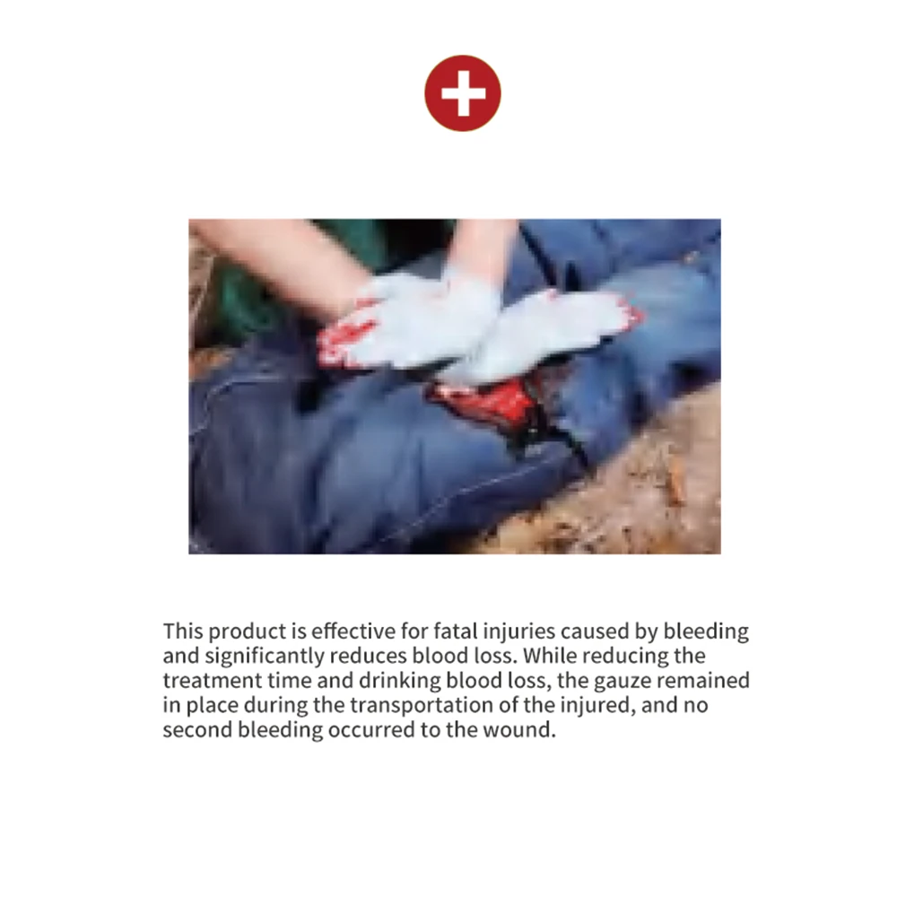 Kaolin Hemostatic Gauze Roll  Hemostatic Gauze Ce First Aid Kit  Absorbable Hemostat Print Logo Far Infrared 43g